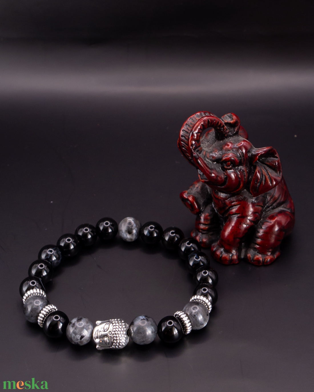 ONAR ásványkarkötő larvikit, ónix, ezüst buddha figura - ékszer - karkötő - ásványkarkötő - Meska.hu ONAR ásványkarkötő larvikit, ónix, ezüst buddha figura - ékszer - karkötő - ásványkarkötő - Meska.hu