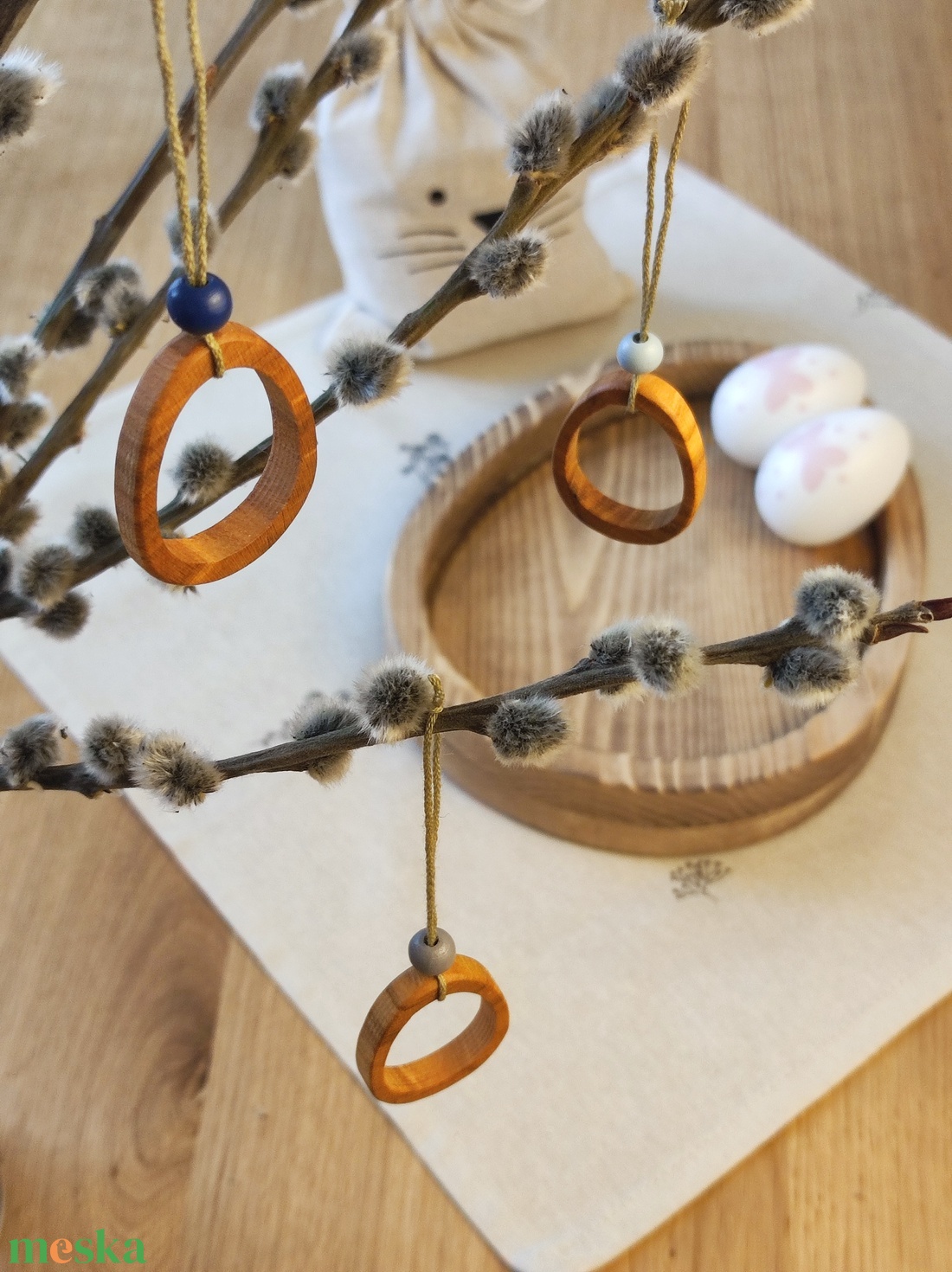 Minimál Fa Tojásdísz Szett � Skandináv stílusú húsvéti dekoráció (3 darabos Nemesfa csomag) - ünnepi díszek, dekorációk - húsvéti díszek és dekorációk - húsvéti tojásfadíszek - Meska.hu