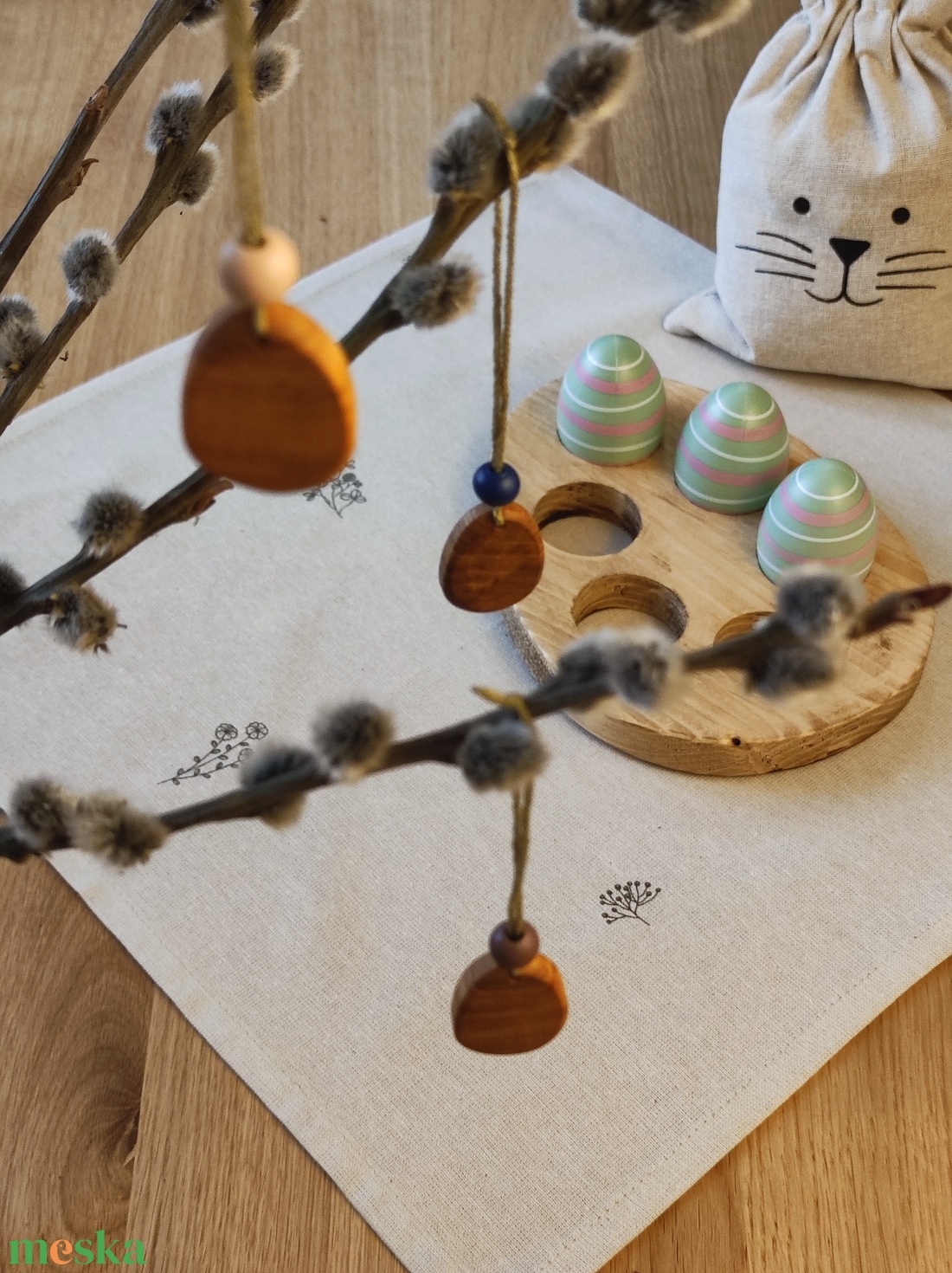 Minimál Fa Tojásdísz Szett � Skandináv stílusú húsvéti dekoráció (3 darabos Nemesfa csomag) - ünnepi díszek, dekorációk - húsvéti díszek és dekorációk - húsvéti tojásfadíszek - Meska.hu