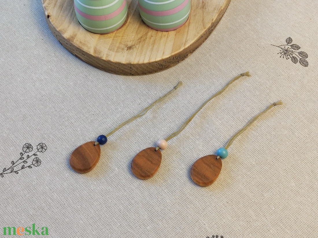 Minimál Fa Tojásdísz Szett � Skandináv stílusú húsvéti dekoráció (3 darabos Nemesfa csomag) - ünnepi díszek, dekorációk - húsvéti díszek és dekorációk - húsvéti tojásfadíszek - Meska.hu