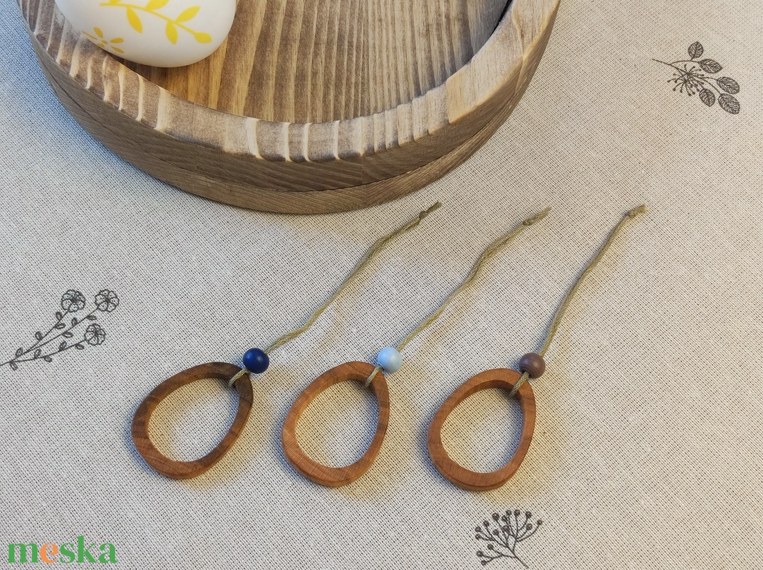 Minimál Fa Tojásdísz Szett � Skandináv stílusú húsvéti dekoráció (3 darabos Nemesfa csomag) - ünnepi díszek, dekorációk - húsvéti díszek és dekorációk - húsvéti tojásfadíszek - Meska.hu