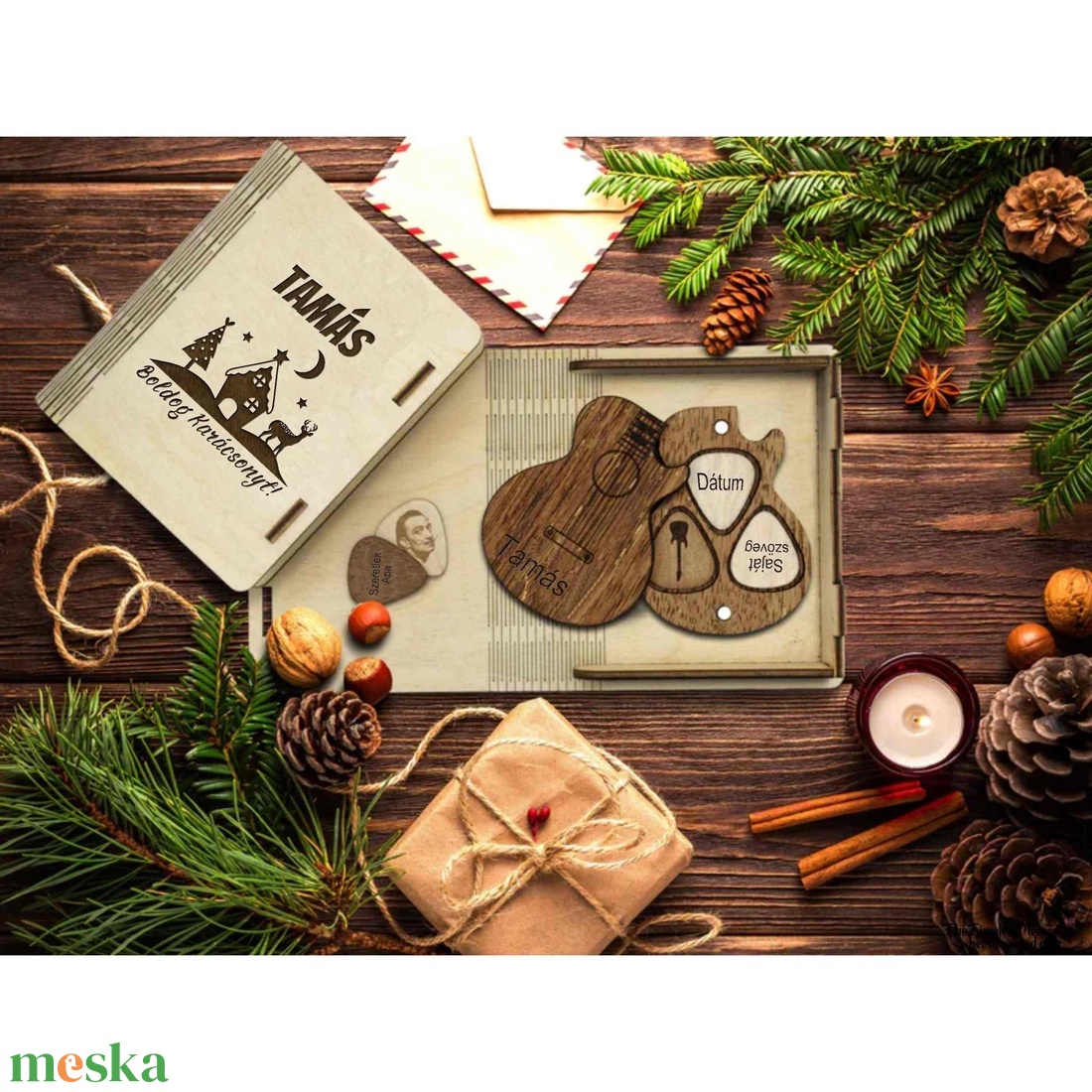 Egyedi fa gitárpengetők mágneses tartóval � Tökéletes személyre szabott ajándék gitárosoknak - Prémium gitárpengető - könyv & zene - hangszer & hangszertok - Meska.hu