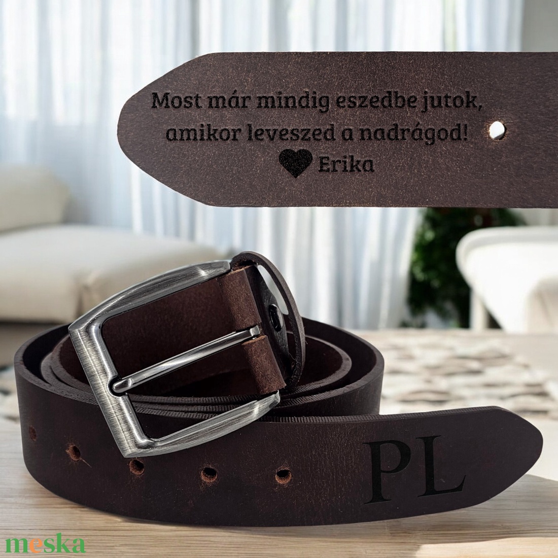 Személyre Szabott Bőr Öv Férfiaknak � Ajándék Apáknak Férjnek � Kézzel készített valódi bőr öv vicces felirattal, névvel - ruha & divat - öv & övcsat - öv - Meska.hu