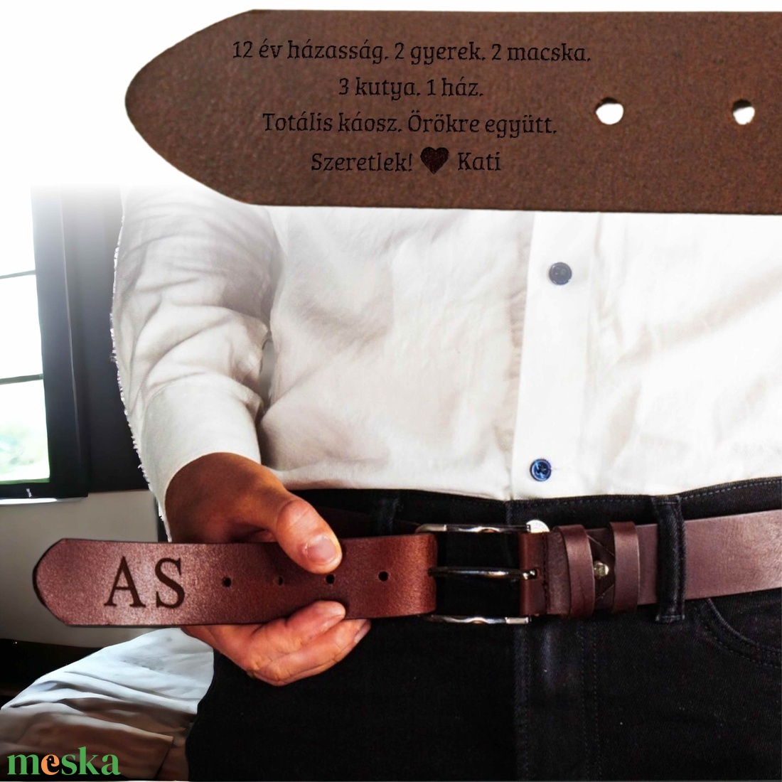 Személyre Szabott Bőr Öv Férfiaknak � Ajándék Apáknak Férjnek � Kézzel készített valódi bőr öv vicces felirattal, névvel - ruha & divat - öv & övcsat - öv - Meska.hu