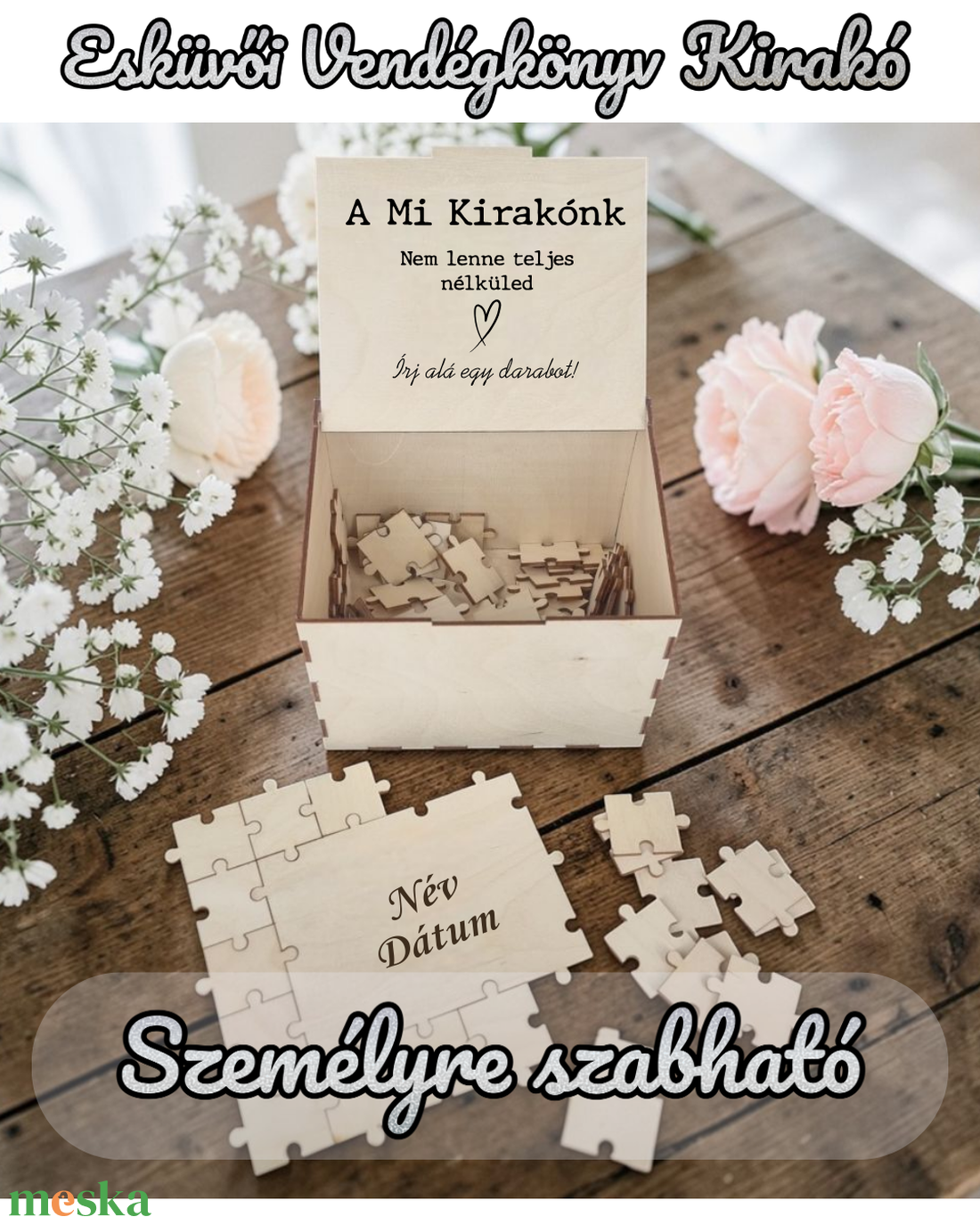 Személyre szabott, egyedi esküvői vendégkönyv kirakó sok méretben - esküvő - emlék & ajándék - vendégkönyv - Meska.hu