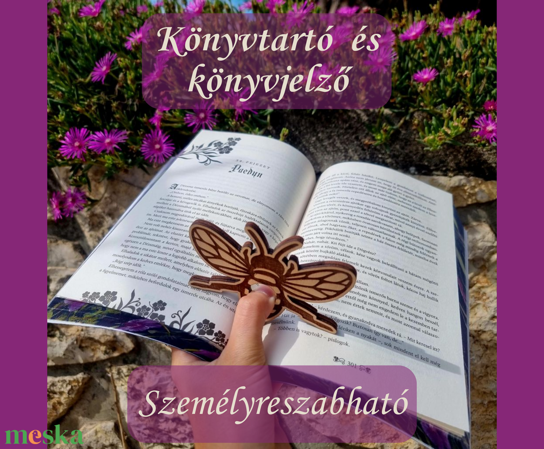 Méh egykezes könyvlap tartó hozzá tartozó kulcstartóval - könyv & zene - könyvjelző - Meska.hu