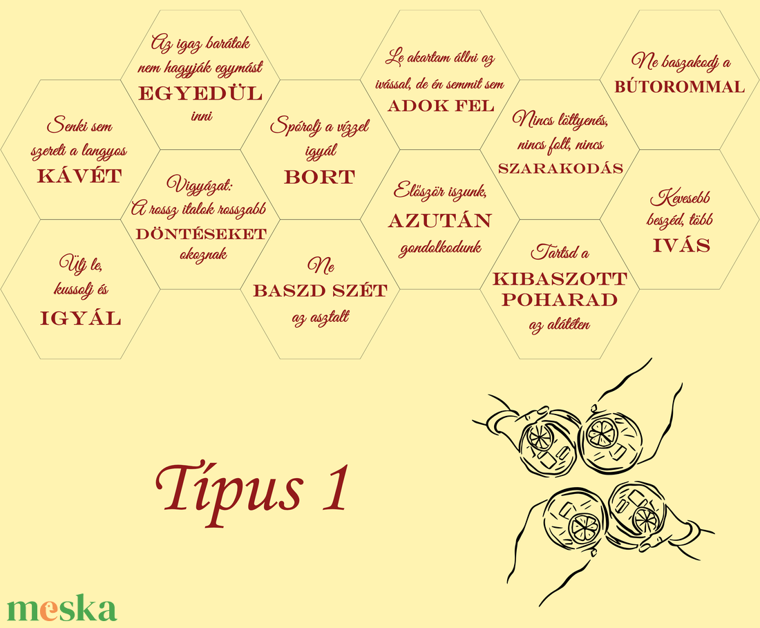 Szarkasztikus poháralátétek 12 darabos szettben - otthon & életmód - konyhafelszerelés, tálalás - tálalás - tányér- és poháralátét - Meska.hu