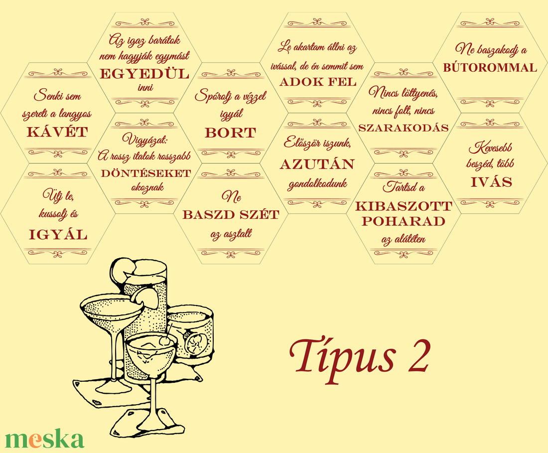 Szarkasztikus poháralátétek 12 darabos szettben - otthon & életmód - konyhafelszerelés, tálalás - tálalás - tányér- és poháralátét - Meska.hu