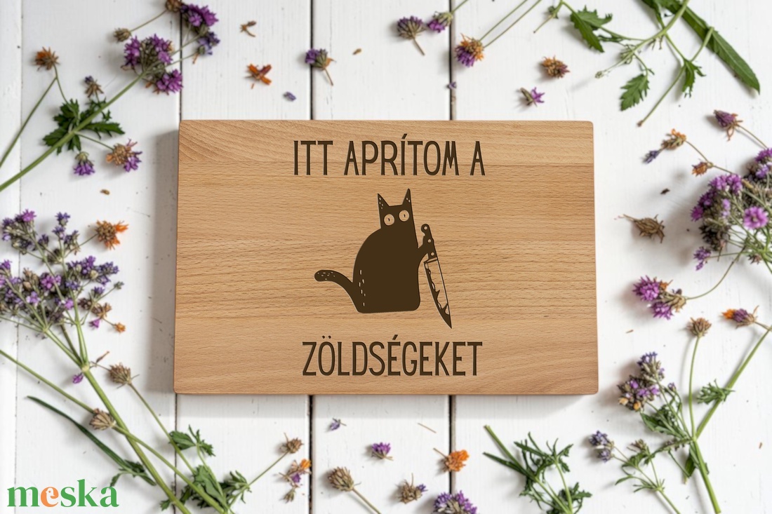 Macskás vágódeszka tartóval, vicces, cicás - otthon & életmód - konyhafelszerelés, tálalás - sütés, főzés - vágódeszka - Meska.hu