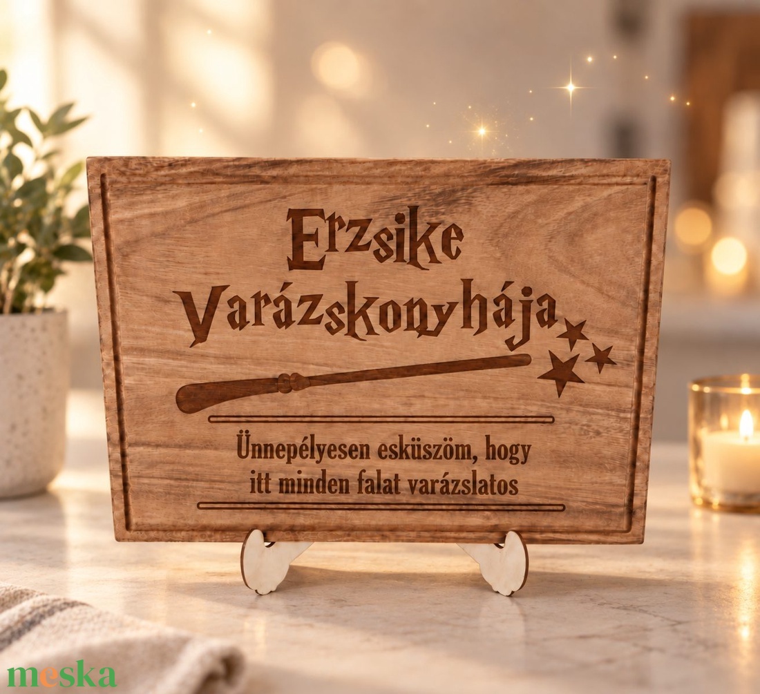 Egyedi névvel varázslatos konyha, szakács ajándék, boszis vágódeszka - otthon & életmód - konyhafelszerelés, tálalás - sütés, főzés - vágódeszka - Meska.hu