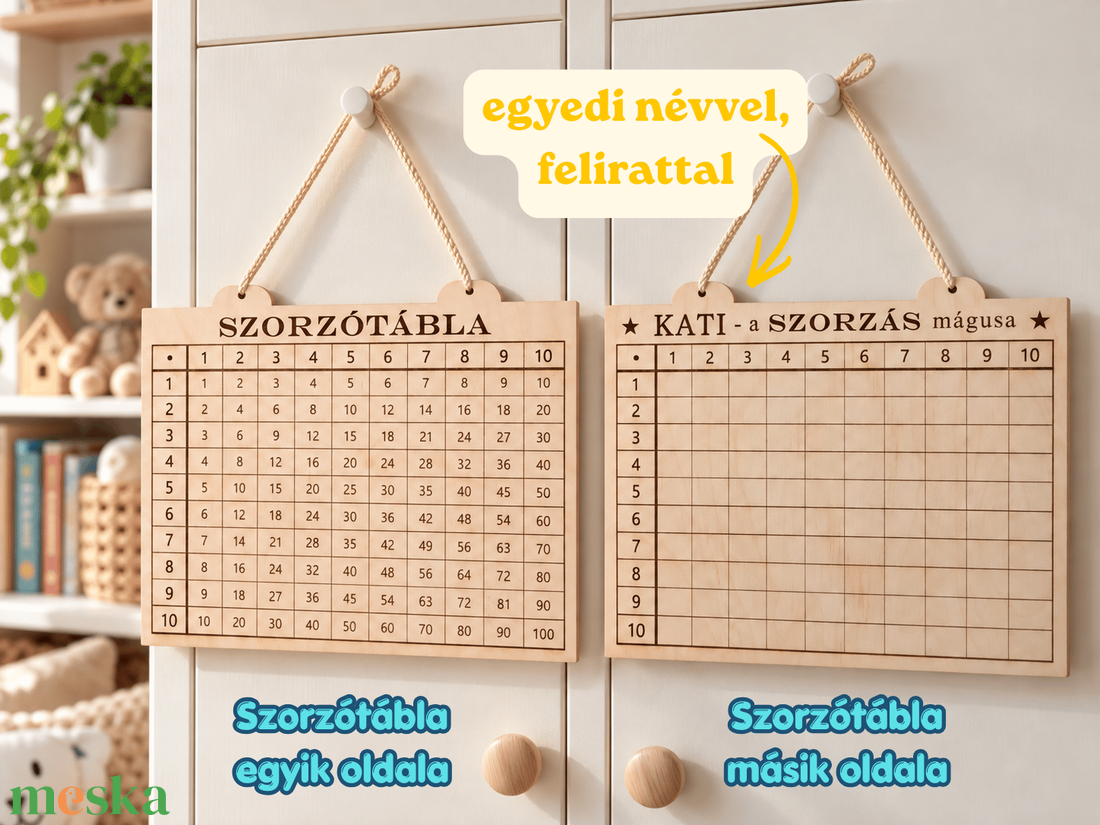 Kétoldalas gravírozott szorzótábla gyerekeknek � egyedi névvel - matek tanulás - játék & sport - készségfejlesztő és logikai játék - oktató játékok - Meska.hu