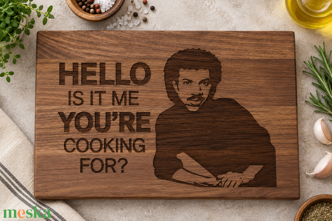 Lionel vágódeszka � vicces ajándék zene- és főzésrajongóknak - Hello is it me you�re cooking for? - otthon & életmód - konyhafelszerelés, tálalás - sütés, főzés - vágódeszka - Meska.hu