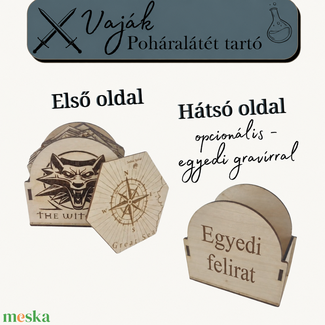 The Witcher - Vaják - Poháralátét készlet - térkép puzzle - 12 darabos szett - otthon & életmód - konyhafelszerelés, tálalás - tálalás - tányér- és poháralátét - Meska.hu