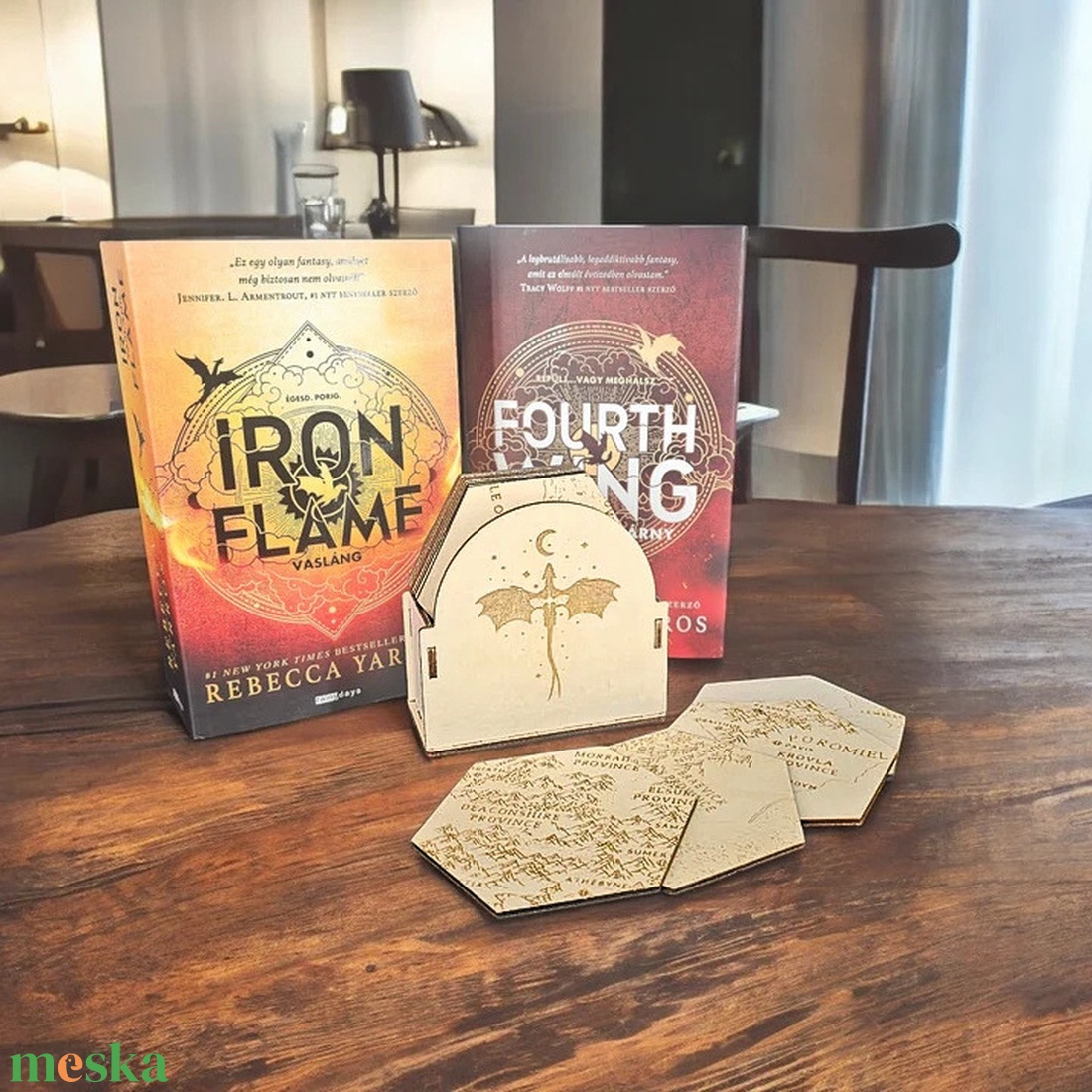 Fourth Wing Poháralátét készlet - térkép puzzle - 12 darabos szett - otthon & életmód - konyhafelszerelés, tálalás - tálalás - tányér- és poháralátét - Meska.hu