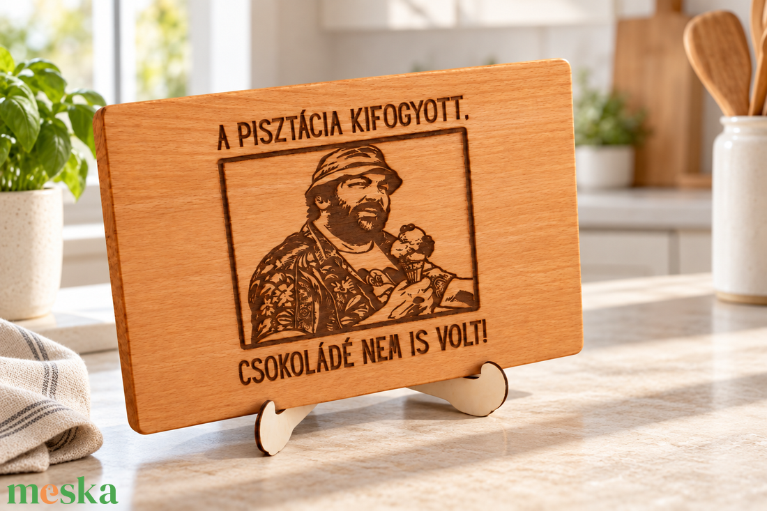 Bud Spencer Pisztácia kifogyott vágódeszka � vicces ajándék apának, férfiaknak, Apák napjára, karácsonyra - otthon & életmód - konyhafelszerelés, tálalás - sütés, főzés - vágódeszka - Meska.hu