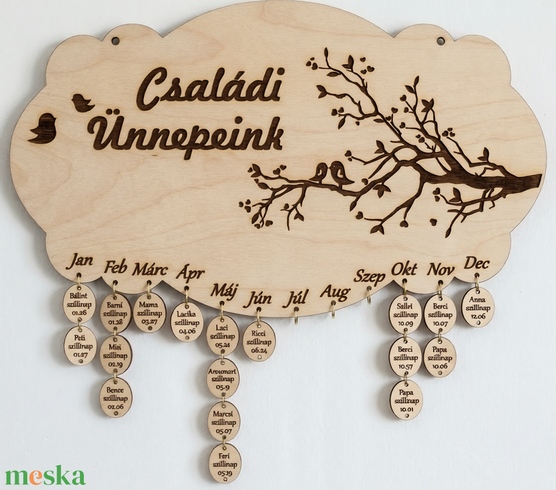 Családi Ünnepek Fa Kalendárium - otthon & életmód - dekoráció - fali és függő dekoráció - falinaptár & öröknaptár - Meska.hu