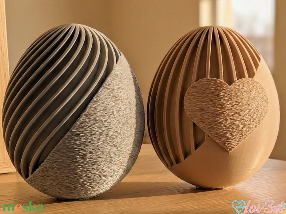 Bordázott 3D Nyomtatott Húsvéti Tojás Figura  Texturált Tojás Szív Kivágással  Minimalista Tavaszi Dekor - ünnepi díszek, dekorációk - húsvéti díszek és dekorációk - húsvéti asztaldíszek - Meska.hu