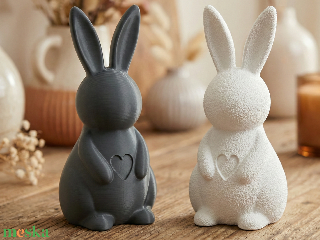 Szívvel díszített 3D nyuszi figura � 14 cm-es ülő bunny - ünnepi díszek, dekorációk - húsvéti díszek és dekorációk - húsvéti asztaldíszek - Meska.hu