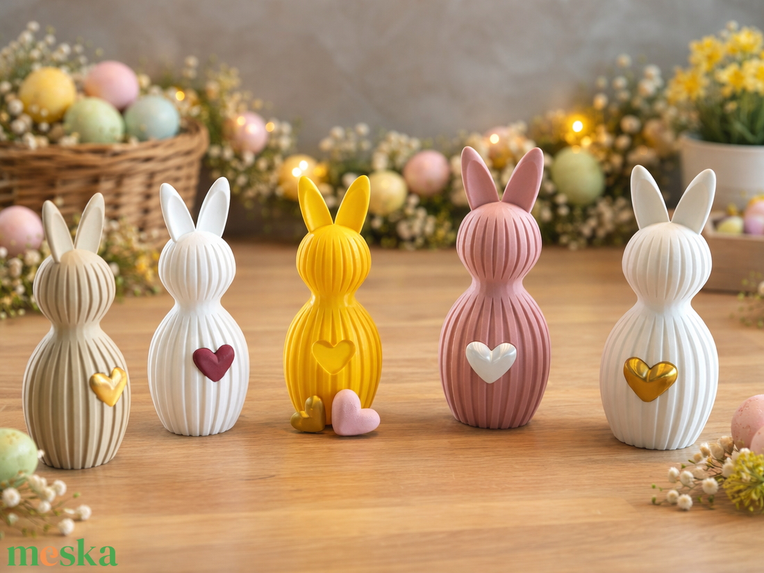 Minimalista Modern Húsvéti Nyuszi kivehető szívvel a hasából - ünnepi díszek, dekorációk - húsvéti díszek és dekorációk - húsvéti asztaldíszek - Meska.hu