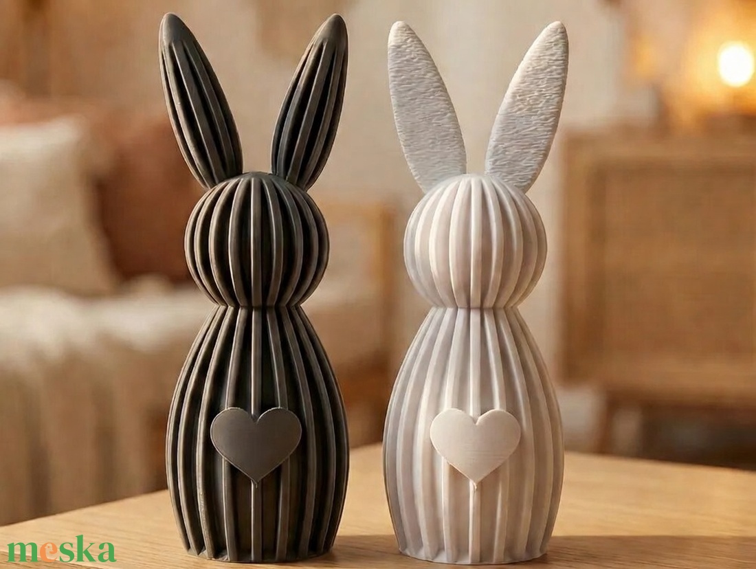 Bordázott Nyuszi Szívvel � Fekete-Fehér Minimalista Dekor Kétfajta változatban - ünnepi díszek, dekorációk - húsvéti díszek és dekorációk - húsvéti asztaldíszek - Meska.hu