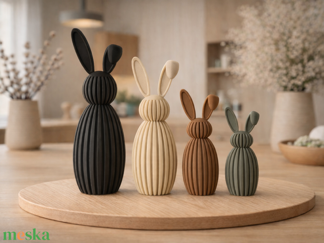 Japandi Bordázott Nyuszi Kollekció � 4 méret, álló/lehajló fülekkel - ünnepi díszek, dekorációk - húsvéti díszek és dekorációk - húsvéti ablakdíszek - Meska.hu