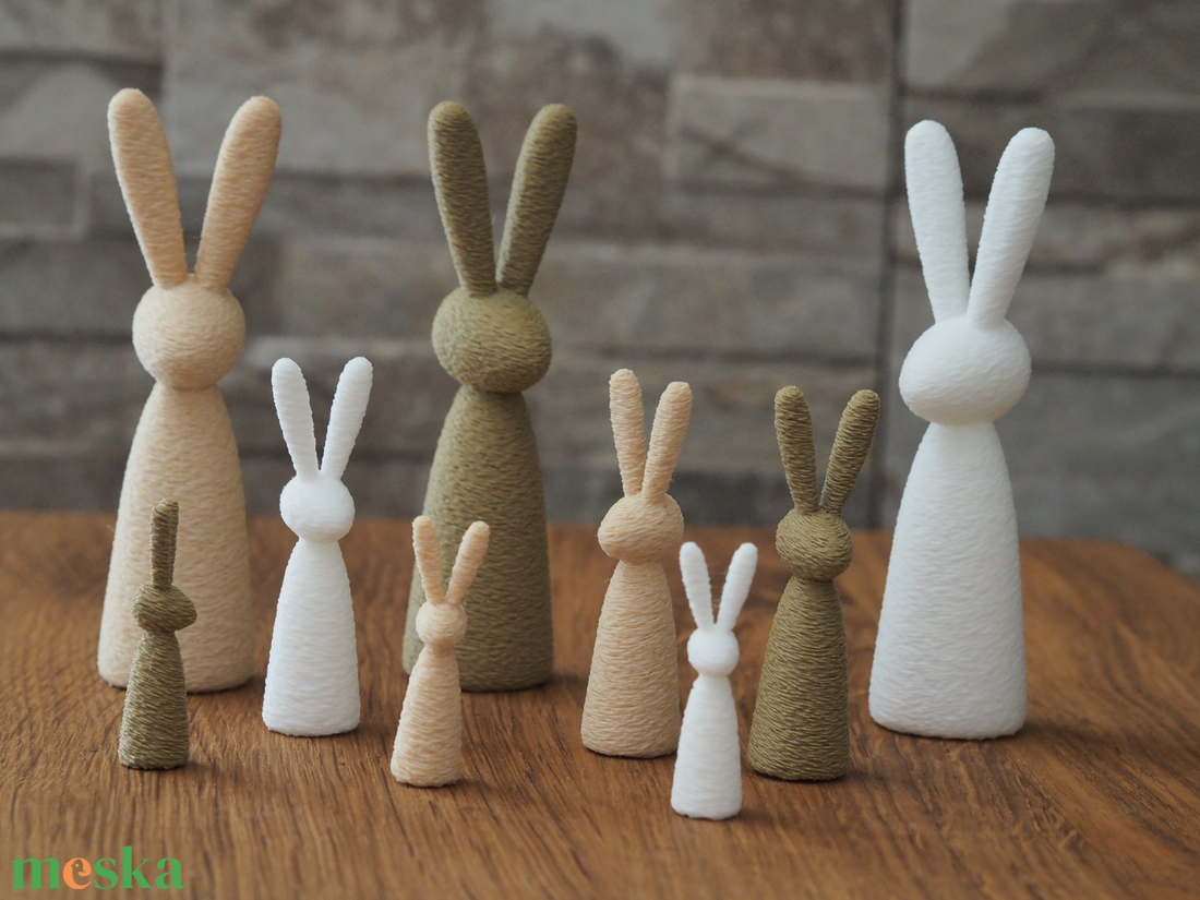 Puha hatású nyuszi kollekció 10 cm 6 cm  4 cm - ünnepi díszek, dekorációk - húsvéti díszek és dekorációk - húsvéti asztaldíszek - Meska.hu
