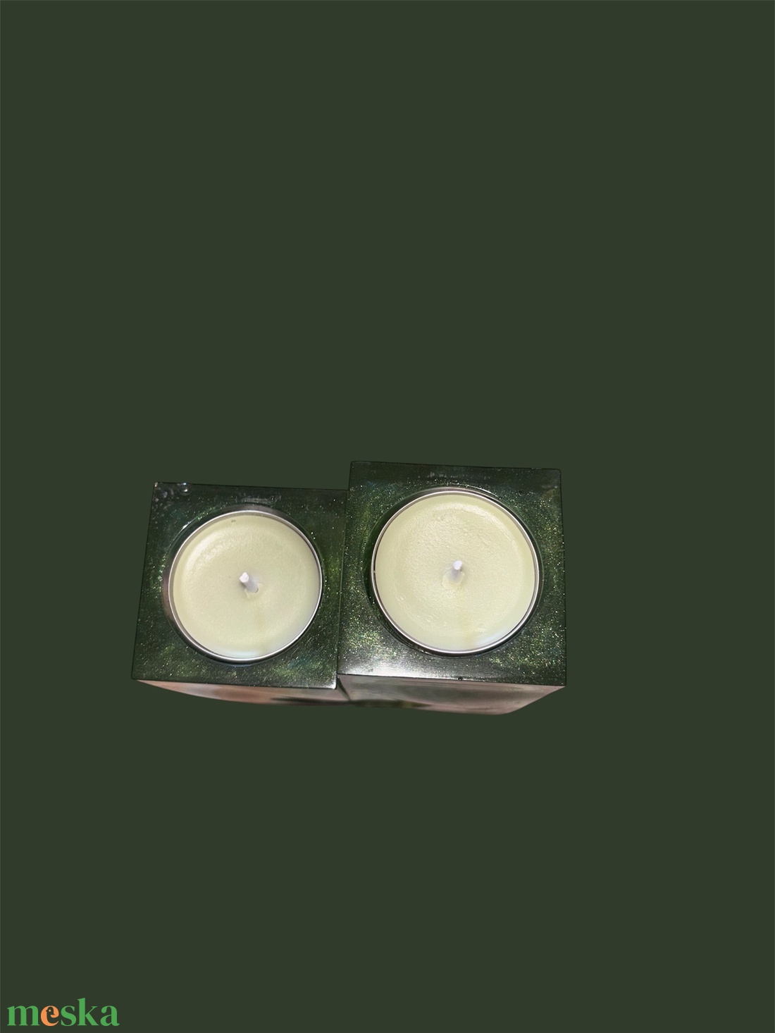 Rocky�s Candle Páros zöld gyertyatartó szív kivágással � romantikus dekoráció - otthon & életmód - gyertya, illat, aroma - gyertyatartó - Meska.hu