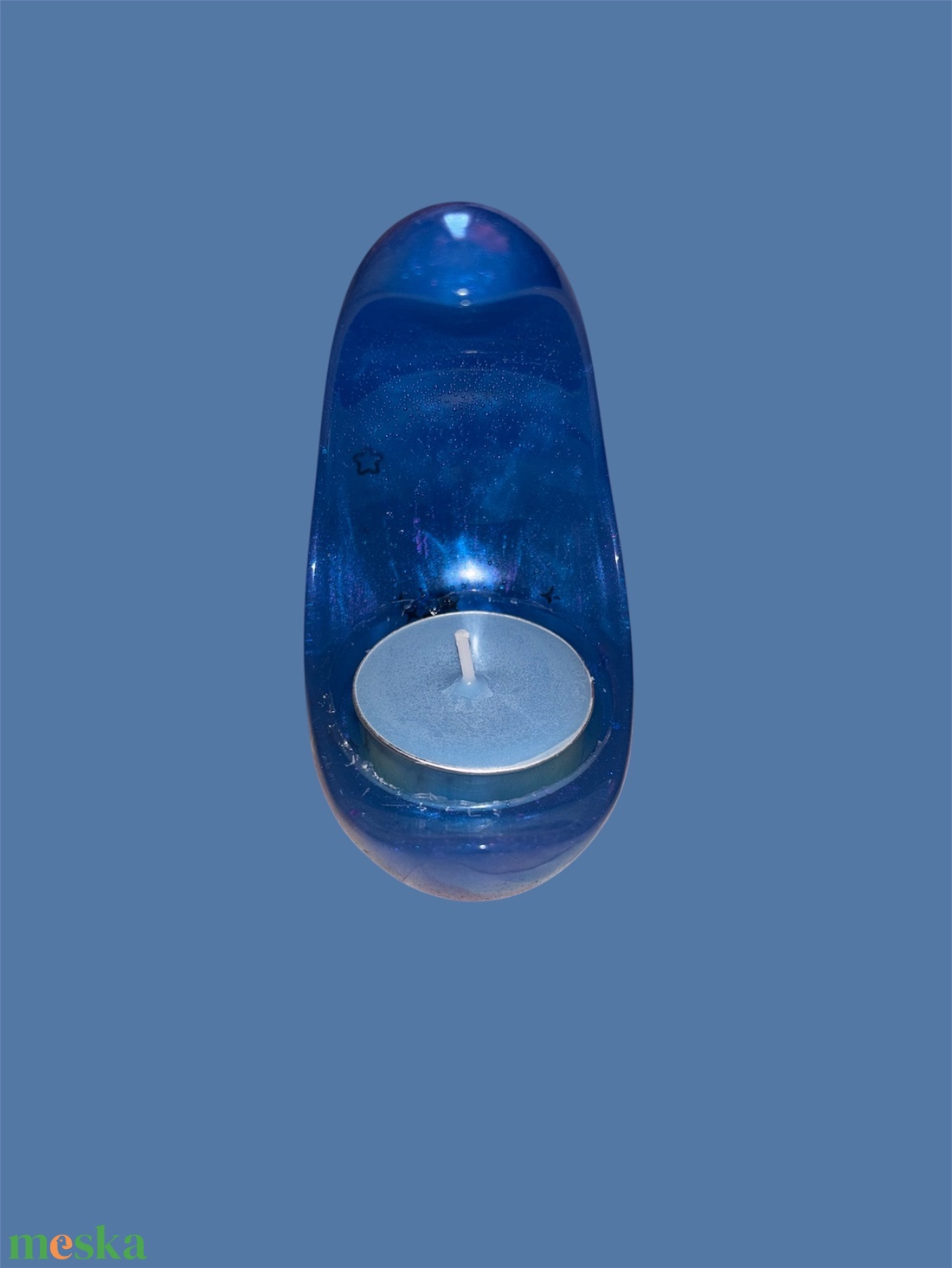 Rocky�s Candle Kék csillogó hold gyertyatartó � kézzel készült dekoráció - otthon & életmód - gyertya, illat, aroma - gyertyatartó - Meska.hu