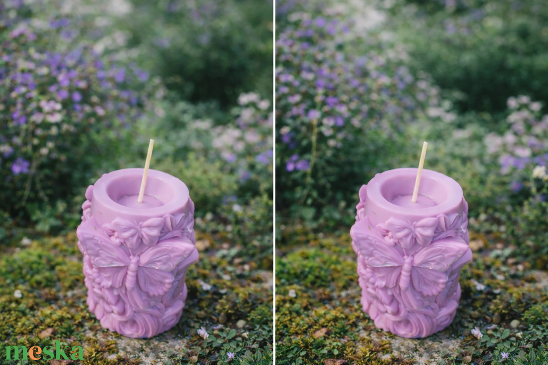 Rocky s CANDLE Kézzel öntött pillangós díszgyertya � taro lila Anyák napjára - otthon & életmód - gyertya, illat, aroma - mécses és mécsestartó - Meska.hu