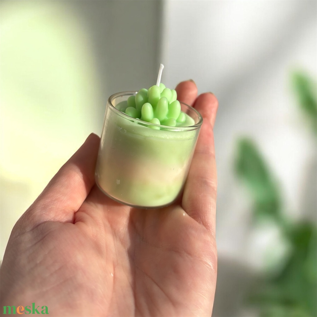 Rocky�s CANDLE Zöld bubble virág gyertya  - otthon & életmód - gyertya, illat, aroma - gyertyatartó - Meska.hu