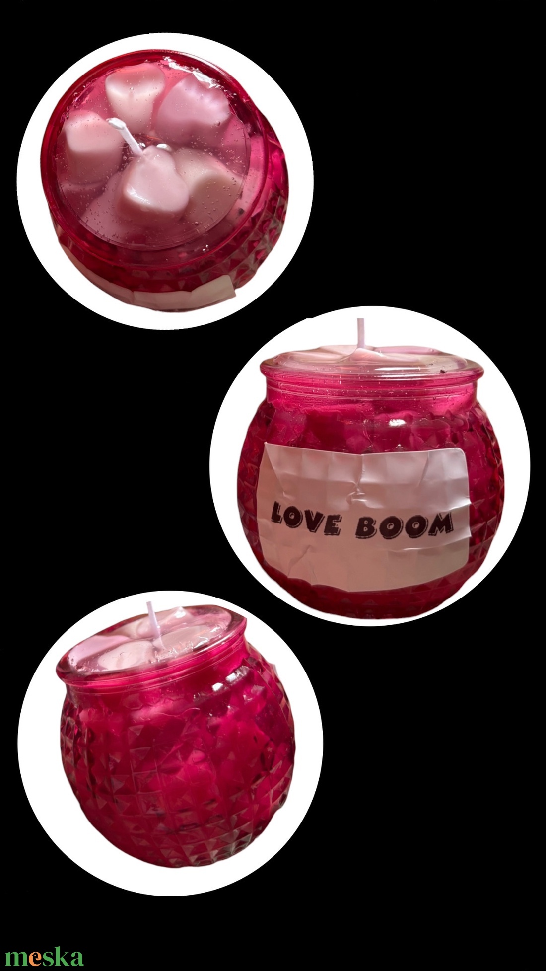 Rocky�s CANDLE Love Boom � Különleges Szív-Díszítésű Illatgyertya - otthon & életmód - gyertya, illat, aroma - mécses és mécsestartó - Meska.hu
