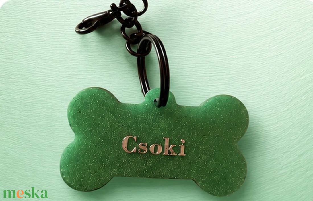 Egyedi zöld epoxi kutyabiléta � névre szóló biléta kutyanyakörvre (Csoki) - otthon & életmód - kisállatoknak - kutyáknak - kutya nyakörv - Meska.hu