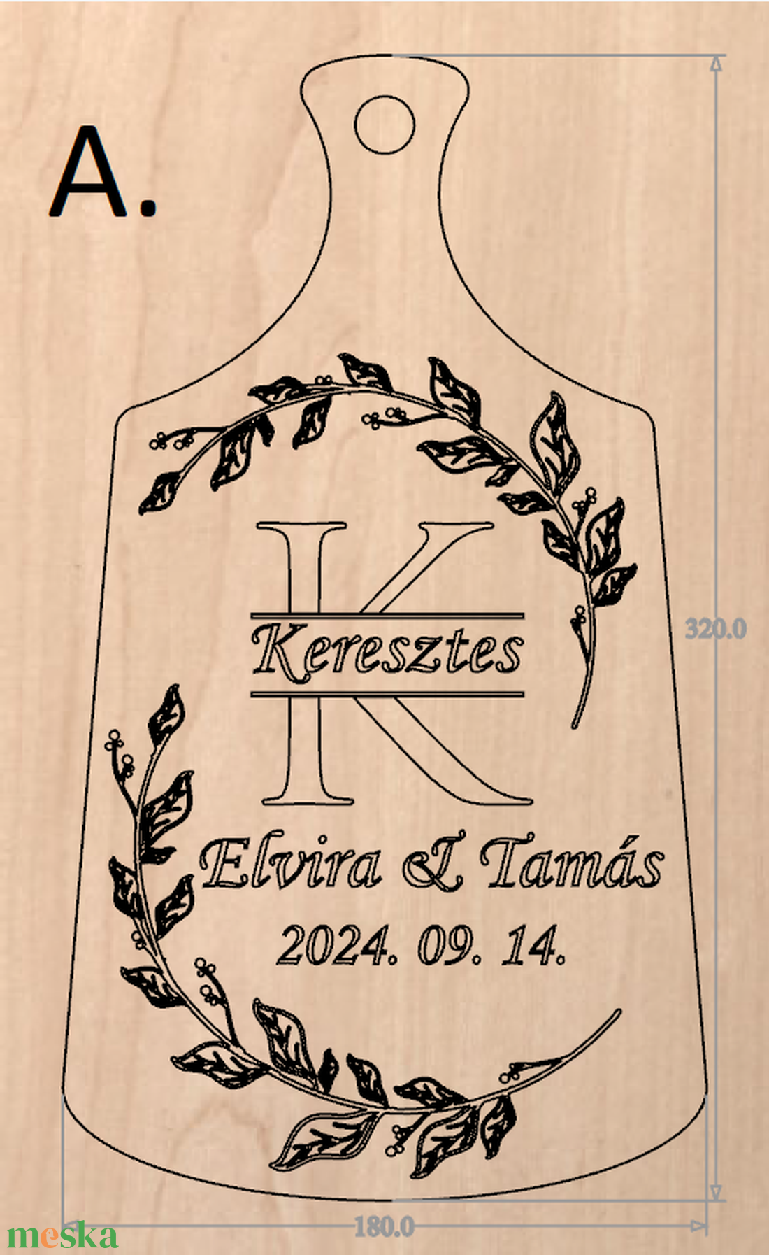 Személyre szabott diófa vágódeszka esküvőre, évfordulóra.  - otthon & életmód - konyhafelszerelés, tálalás - sütés, főzés - vágódeszka - Meska.hu
