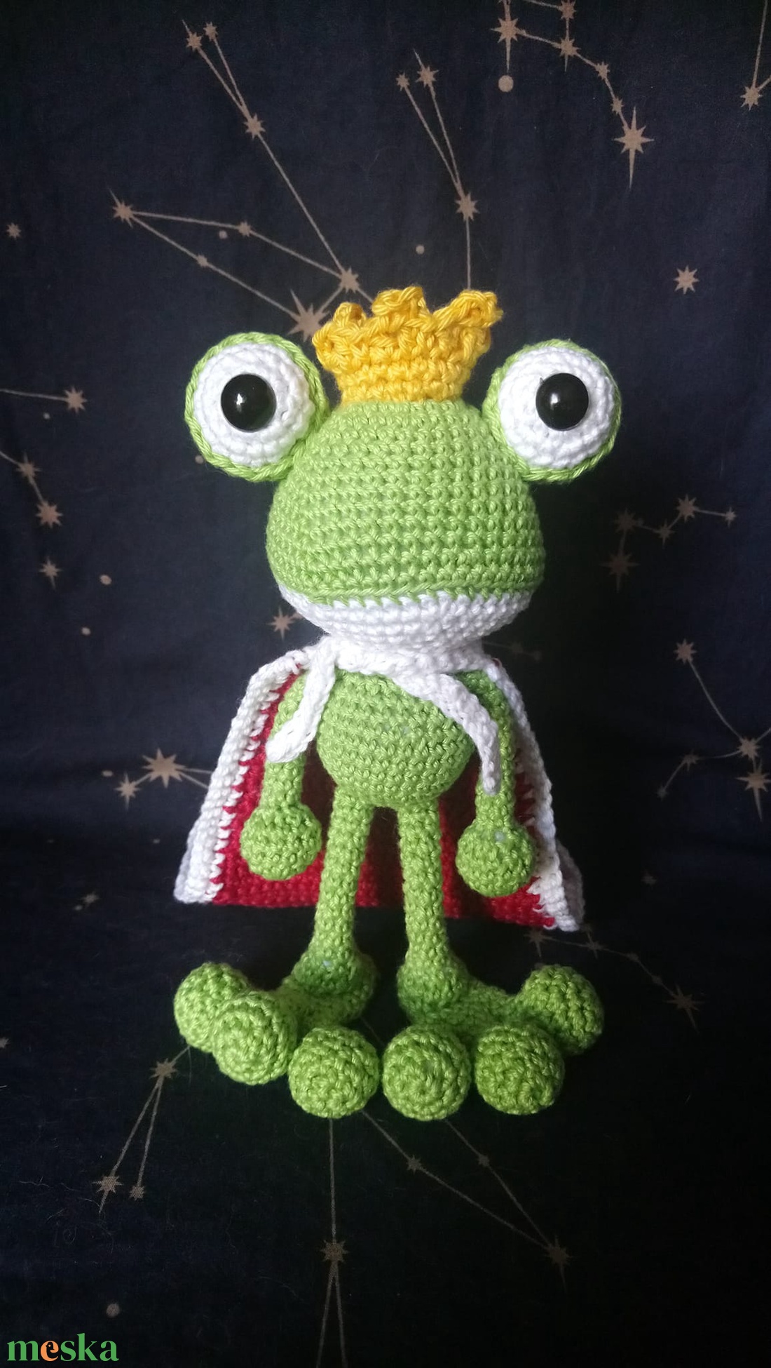 Horgolt békakirály - játék & sport - plüssállat & játékfigura - béka - Meska.hu Horgolt békakirály - játék & sport - plüssállat & játékfigura - béka - Meska.hu