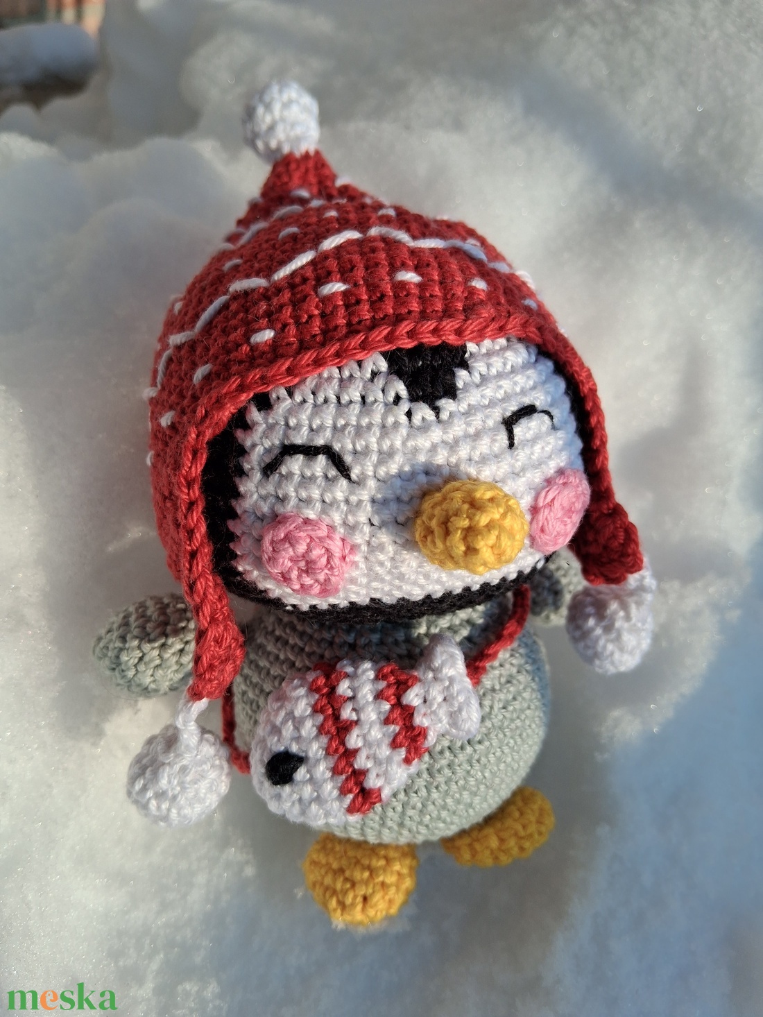 Horgolt pingvin - játék & sport - plüssállat & játékfigura - pingvin - Meska.hu