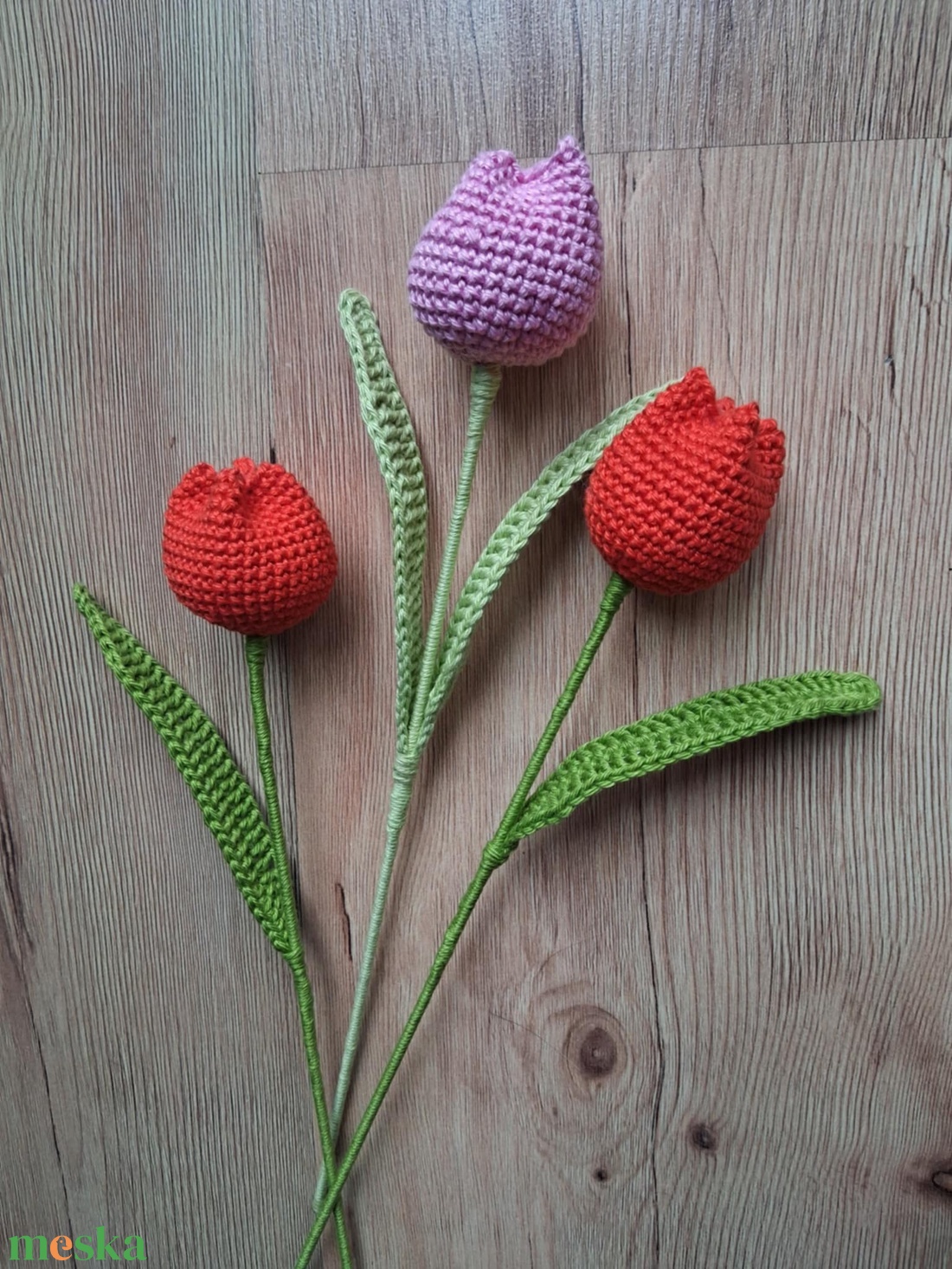 Horgolt tulipán(ok) - otthon & életmód - virágdekoráció - virágok - szálas virág - Meska.hu