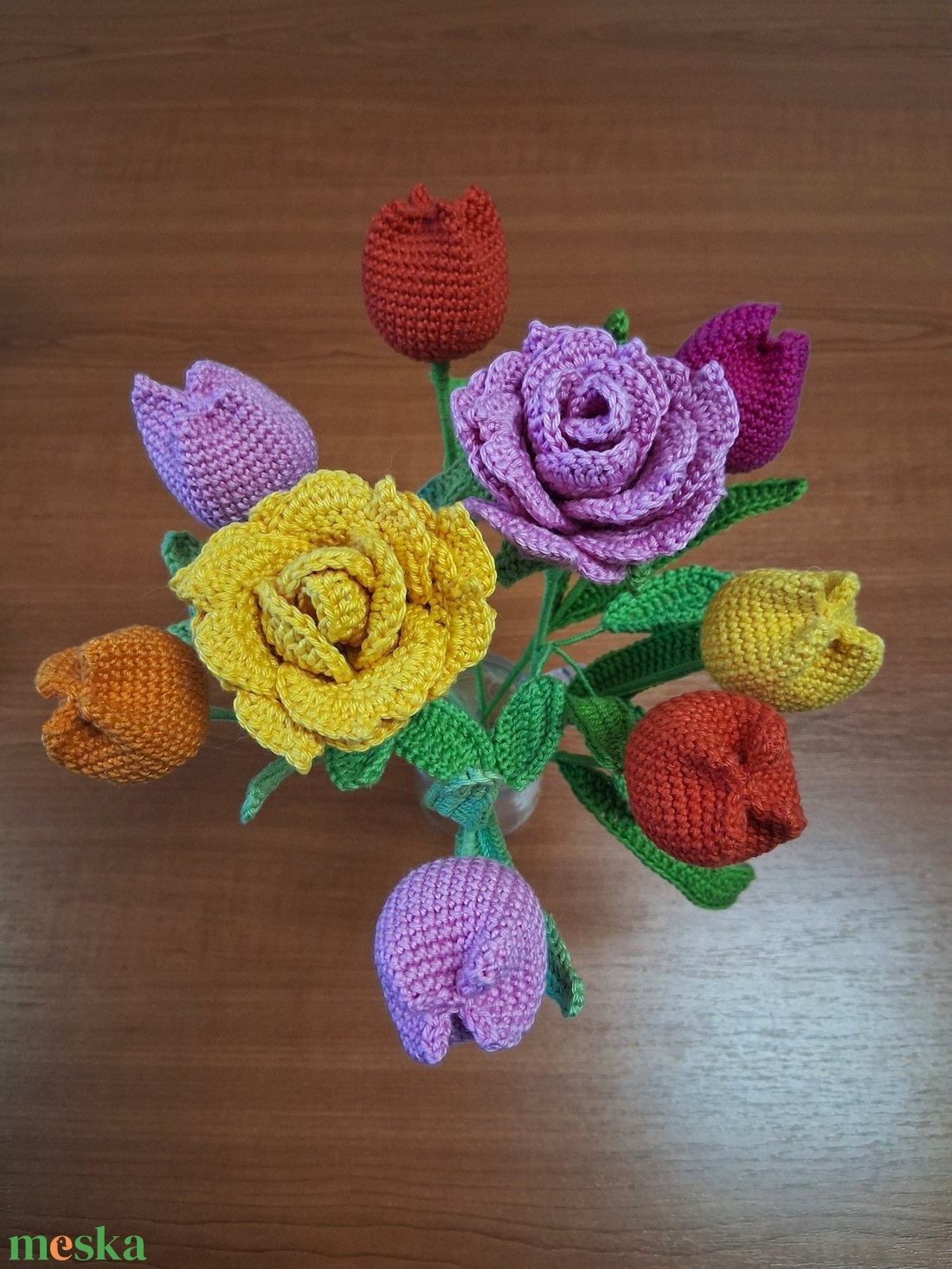 Horgolt tulipán(ok) - otthon & életmód - virágdekoráció - virágok - szálas virág - Meska.hu