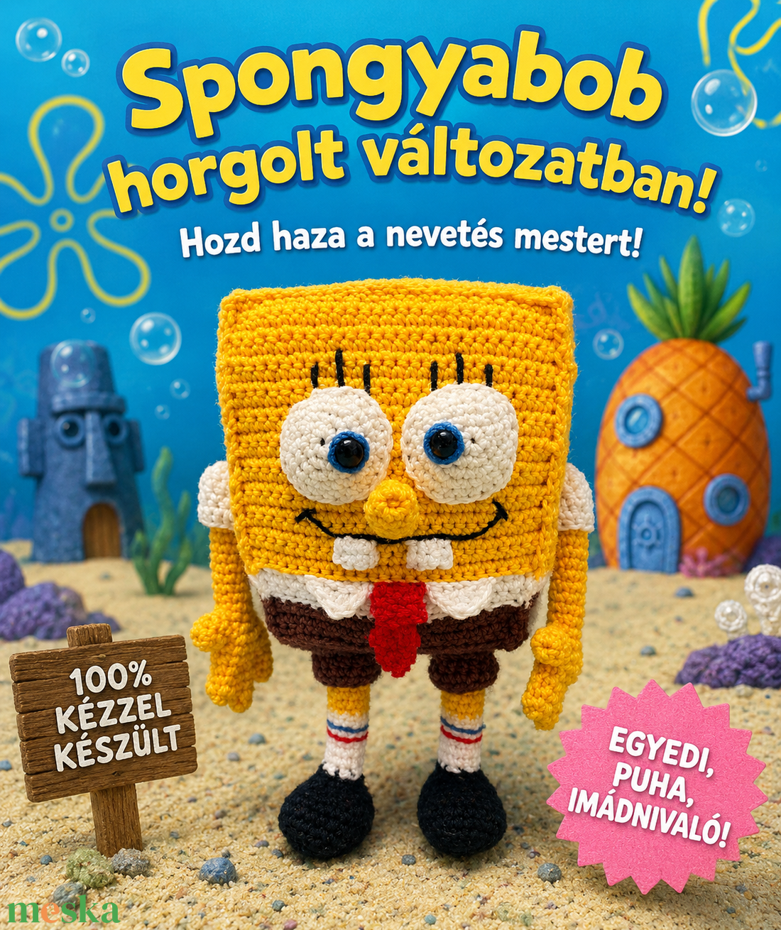 Horgolt spongyabob figura - játék & sport - plüssállat & játékfigura - más figura - Meska.hu