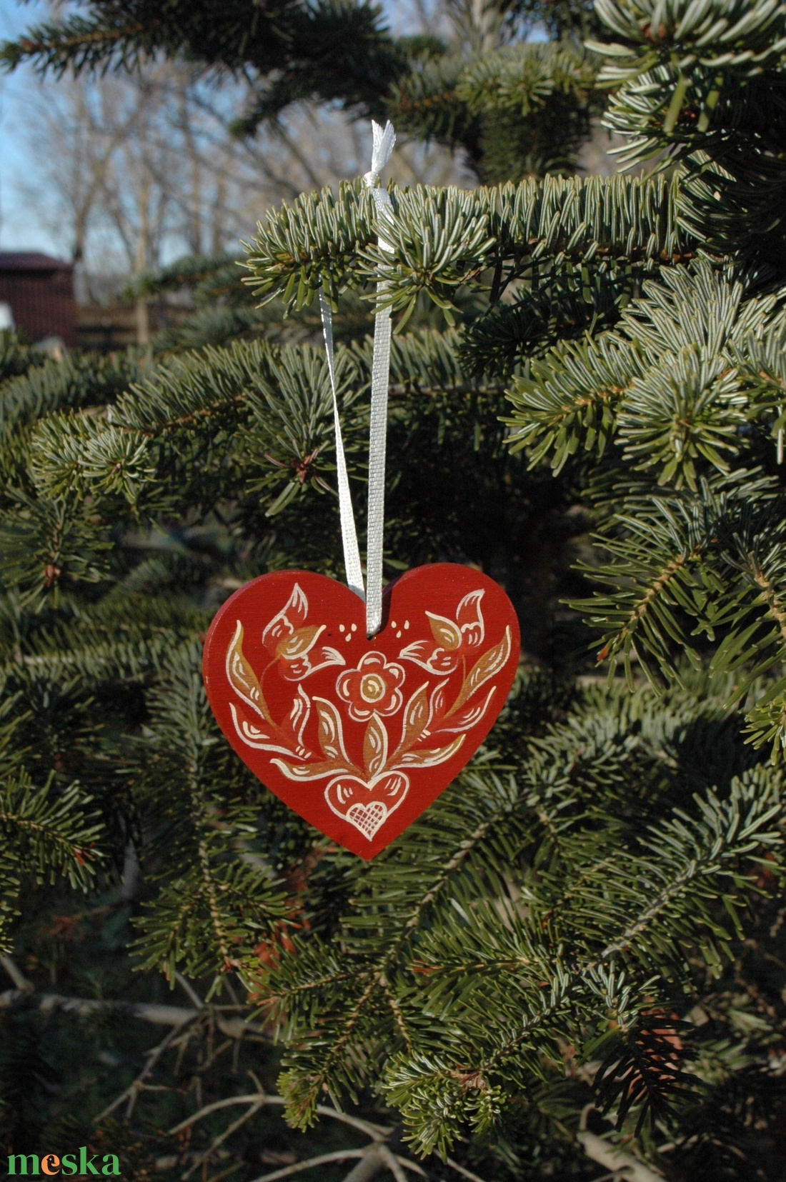 Karácsonyi dísz - Szív - karácsony - karácsonyi lakásdekoráció - karácsonyfadíszek - Meska.hu