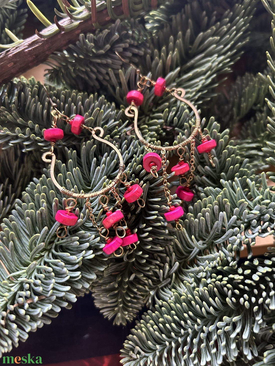 Pille könnyű pink fülbevaló - ékszer - fülbevaló - lógó fülbevaló - Meska.hu