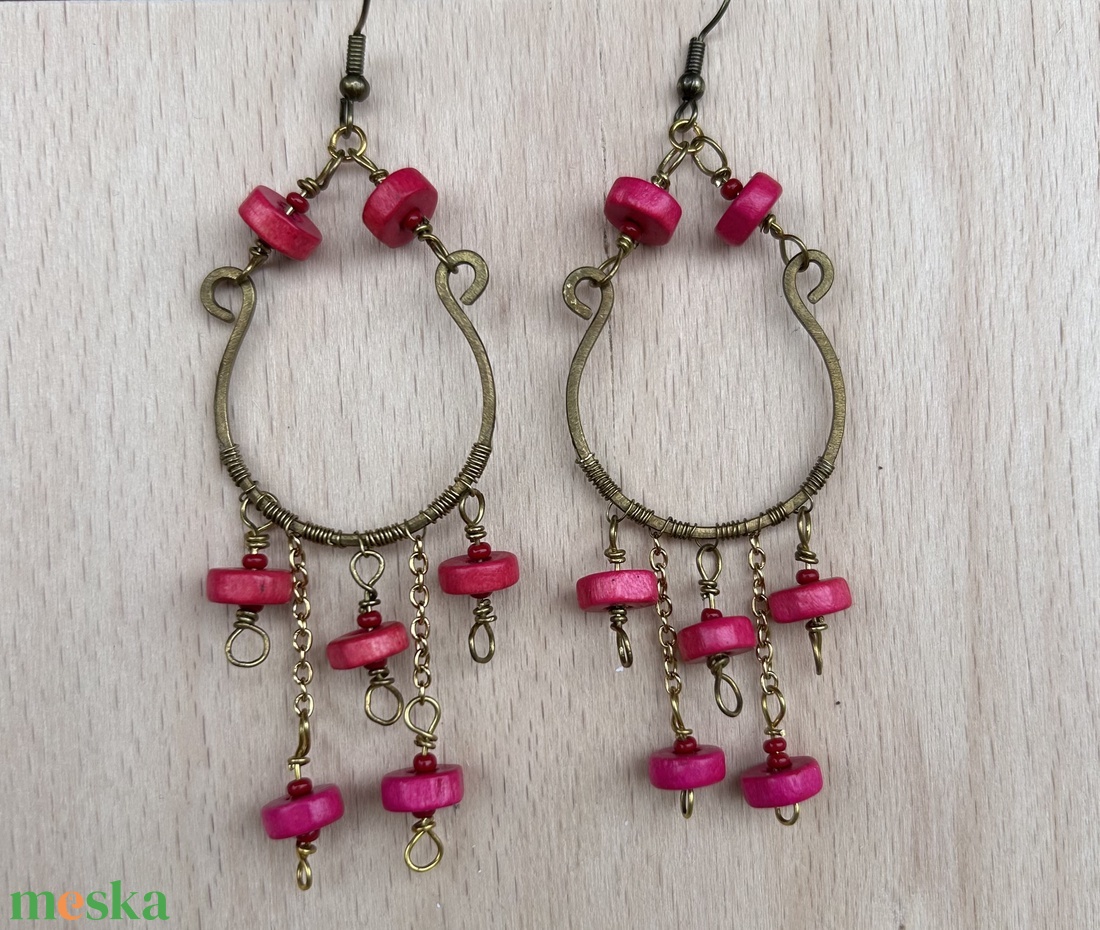 Pille könnyű pink fülbevaló - ékszer - fülbevaló - lógó fülbevaló - Meska.hu