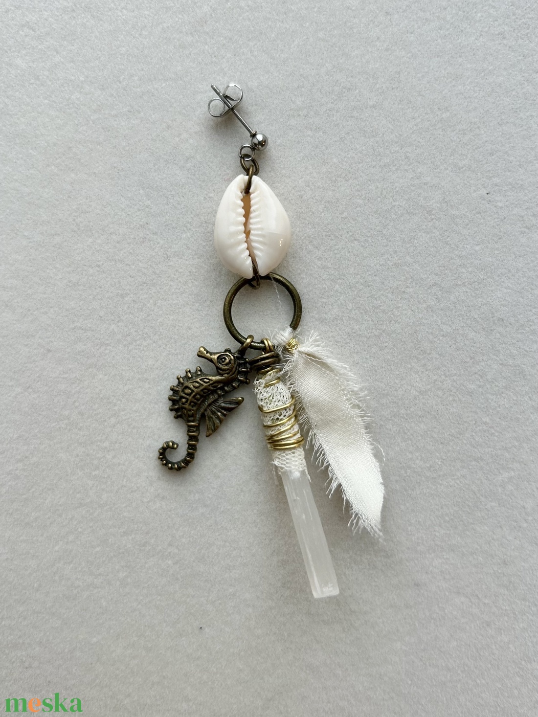 Asszimertikus szelenit ásvány  fülbevaló - ékszer - fülbevaló - lógós kerek fülbevaló - Meska.hu