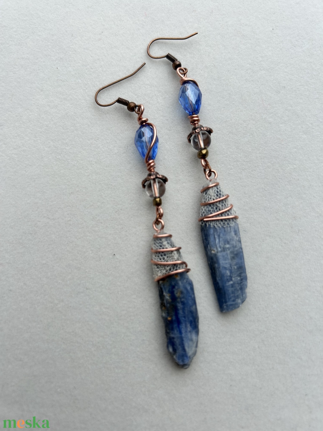 Kék kalcit  ásvány  fülbevaló - ékszer - fülbevaló - lógó fülbevaló - Meska.hu