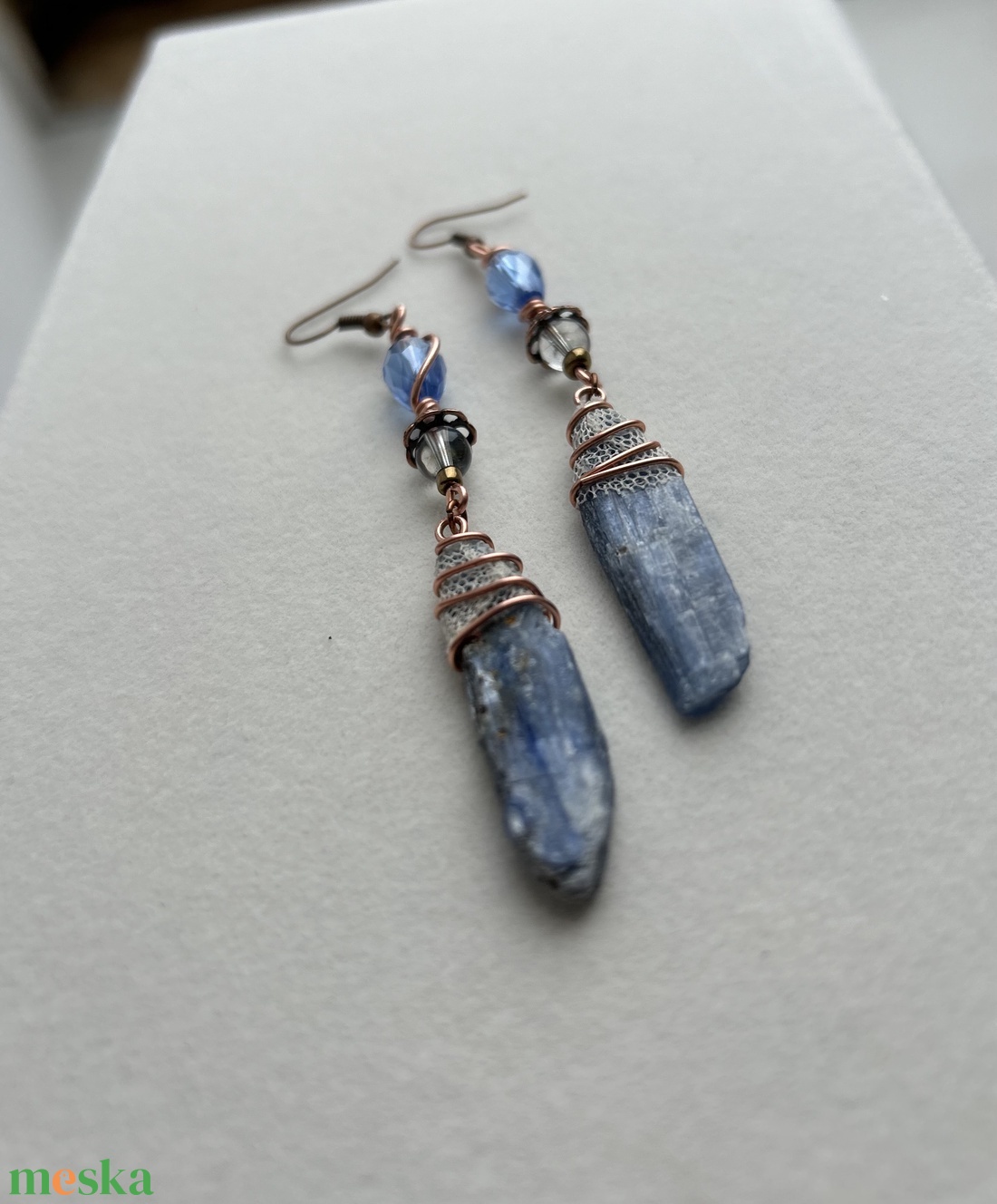 Kék kalcit  ásvány  fülbevaló - ékszer - fülbevaló - lógó fülbevaló - Meska.hu