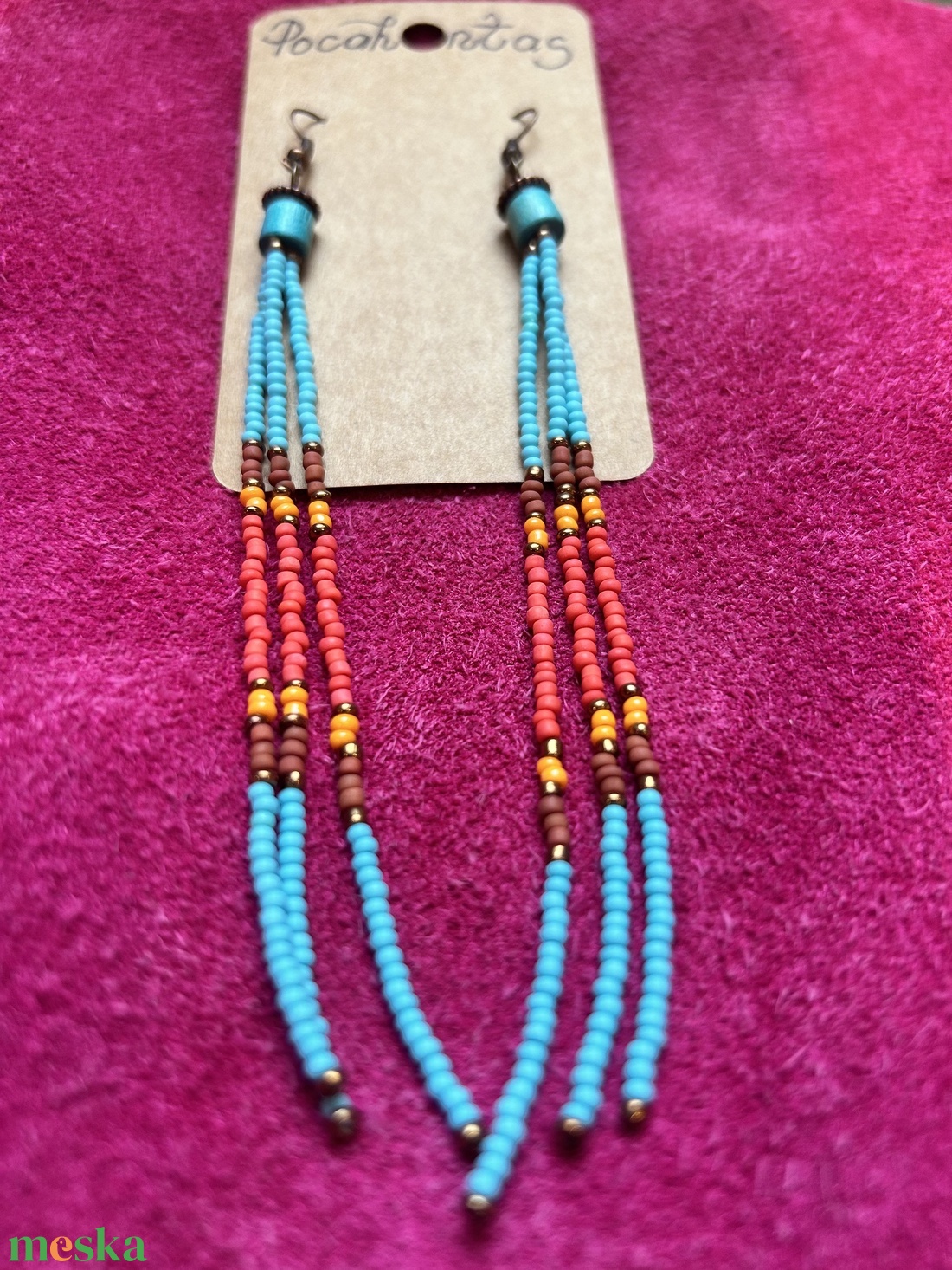 Pocahontas fülbevaló - ékszer - fülbevaló - lógó fülbevaló - Meska.hu