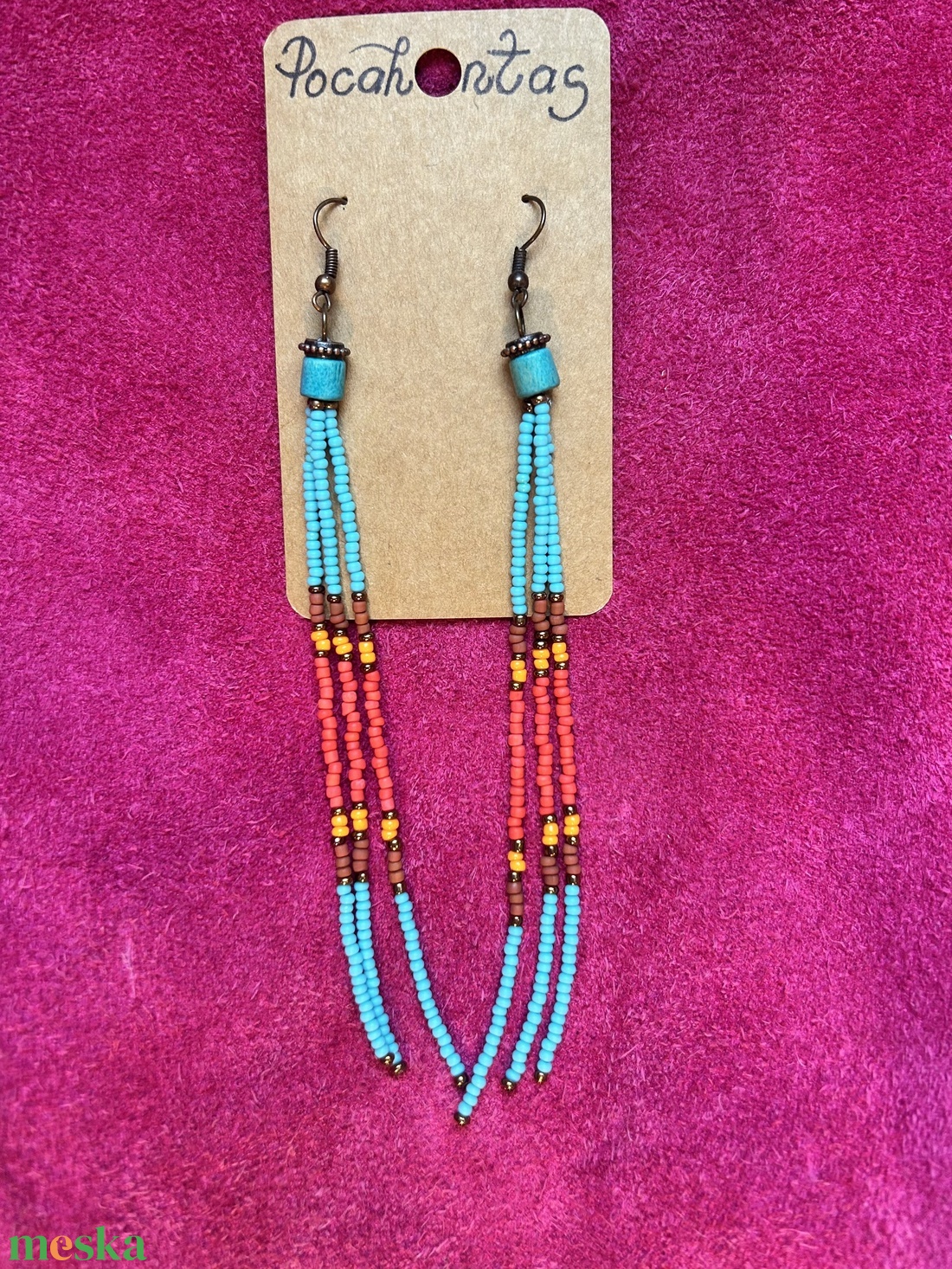 Pocahontas fülbevaló - ékszer - fülbevaló - lógó fülbevaló - Meska.hu