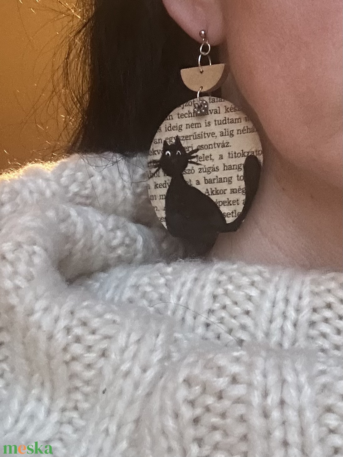 I love cats fülbevaló - ékszer - fülbevaló - lógós kerek fülbevaló - Meska.hu