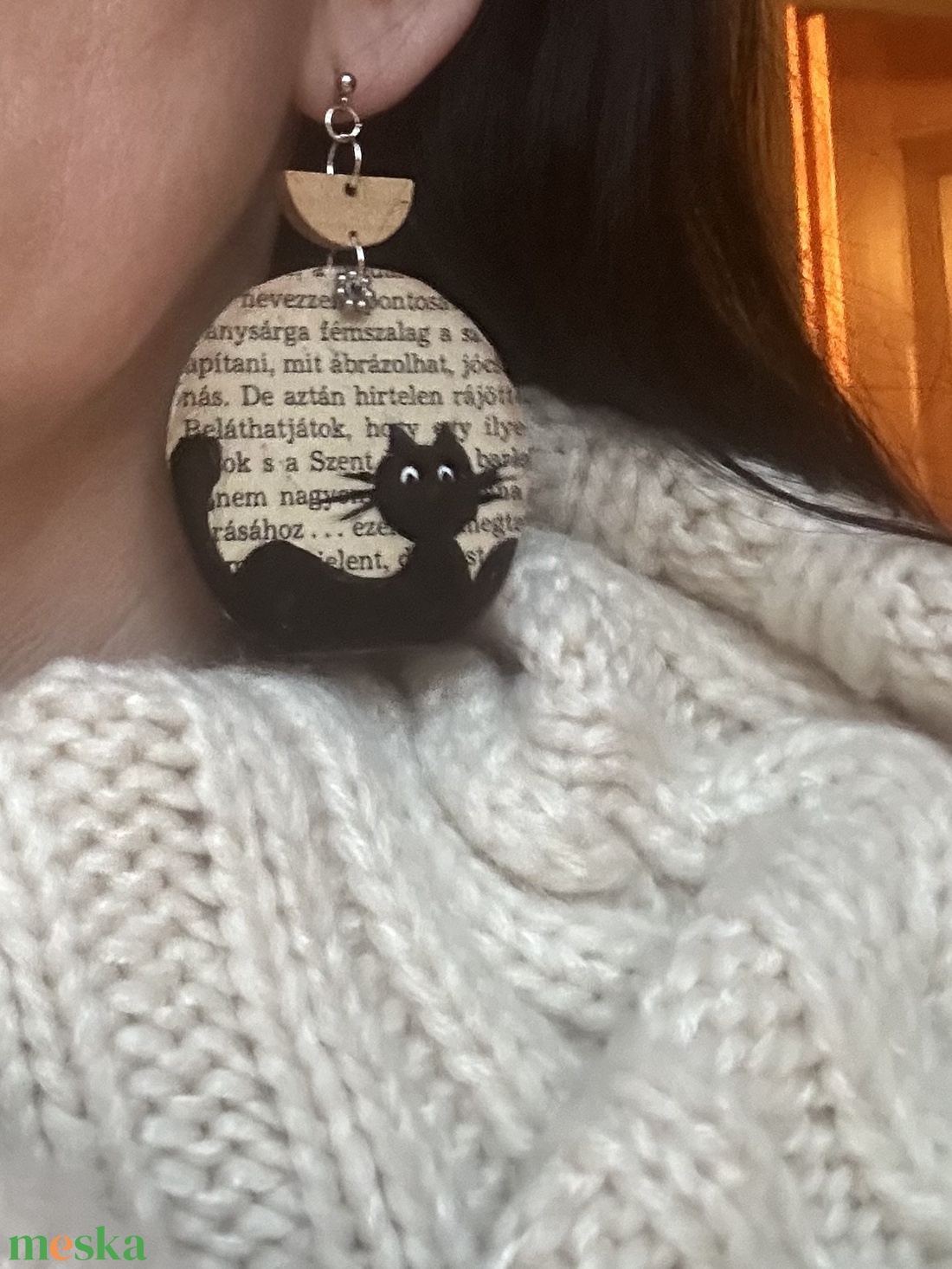 I love cats fülbevaló - ékszer - fülbevaló - lógós kerek fülbevaló - Meska.hu