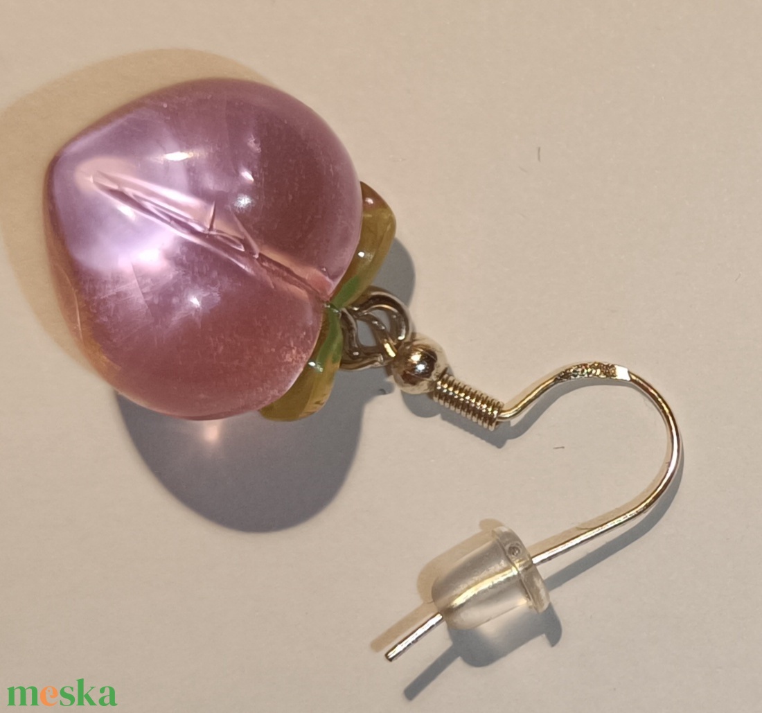 Barack fülbevaló, ezüstözött  - ékszer - fülbevaló - lógó fülbevaló - Meska.hu