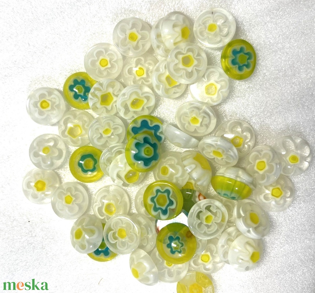 Millefiori kerek cabochon 10 mm, vegyes színben - kellékek & szerszámok - gyöngyfűzés kellékek - egyéb alkatrész - Meska.hu